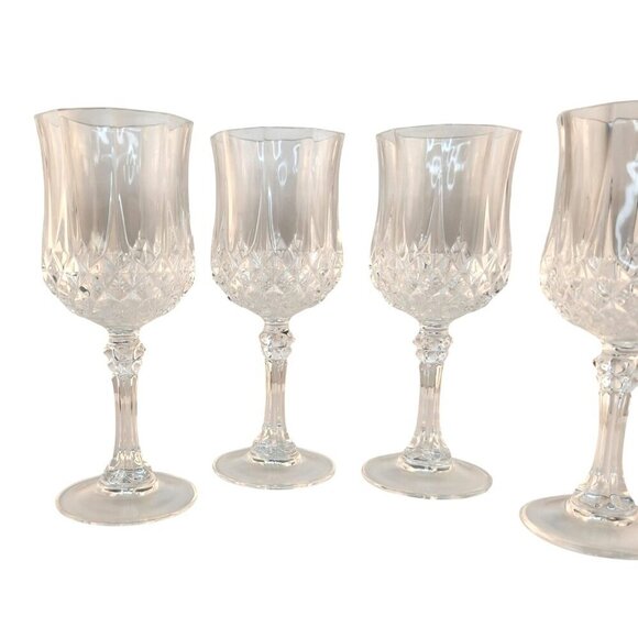 Cristal DArques Longchamp France Wine Cordial Glasses Set Of 4 Crystal Elegant D - Picture 2 of 9
